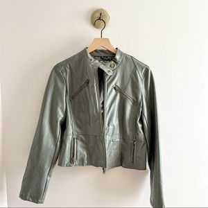 Gray Faux Leather Jacket